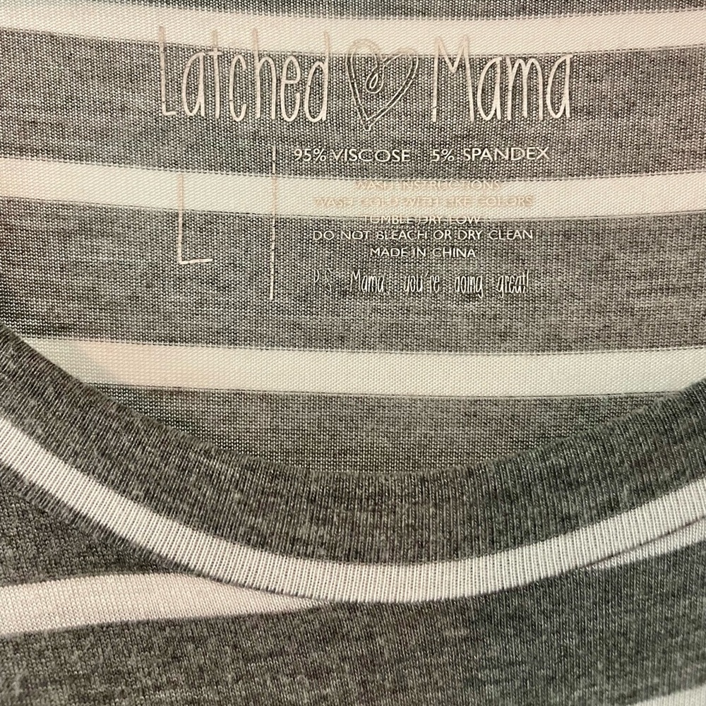 Latched Mama 3/4 Sleeve Swing Nursing Dress - Large / Grey & White Stripe - Picture 2 of 5